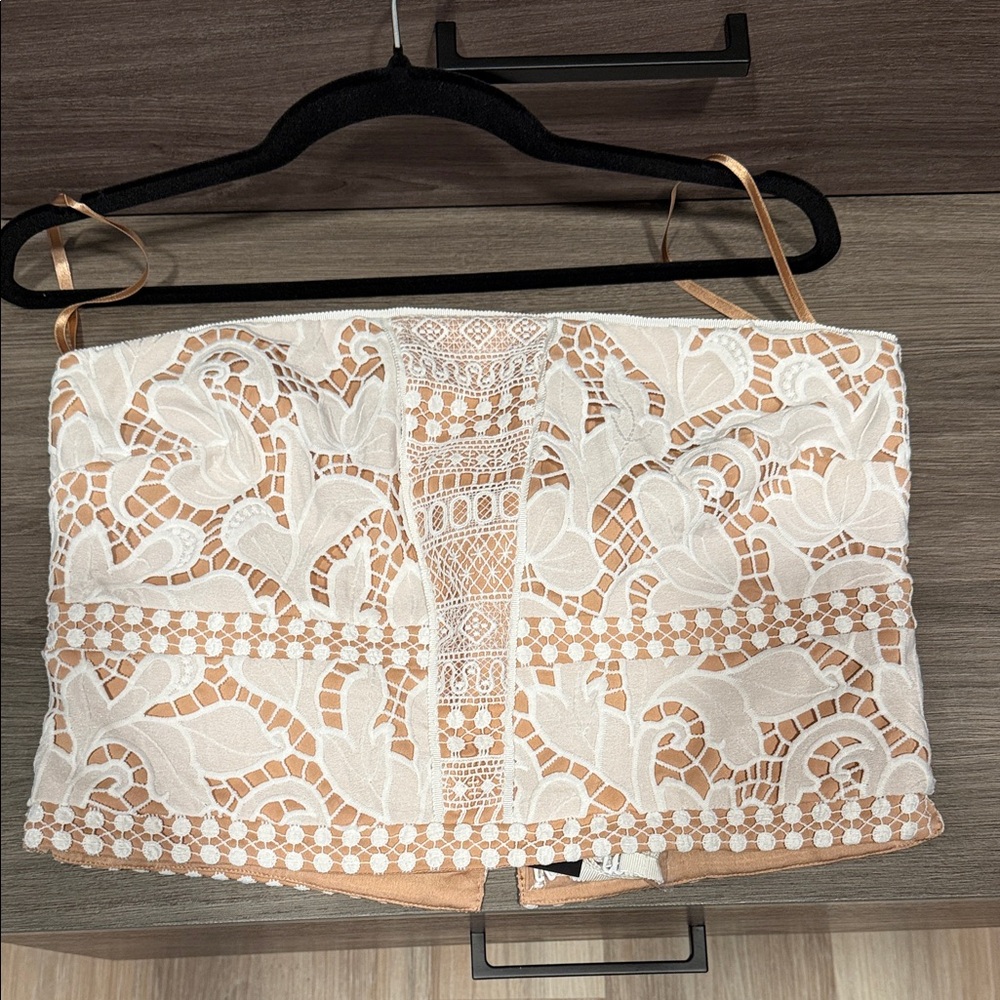 White House Black Market 
Tan and Cream Top
